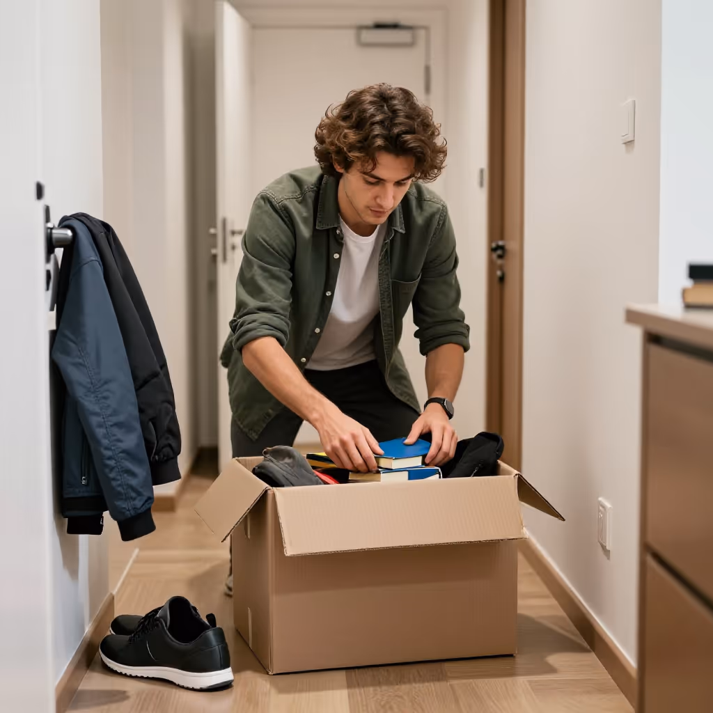 Visual example for packen: seine Sachen packen