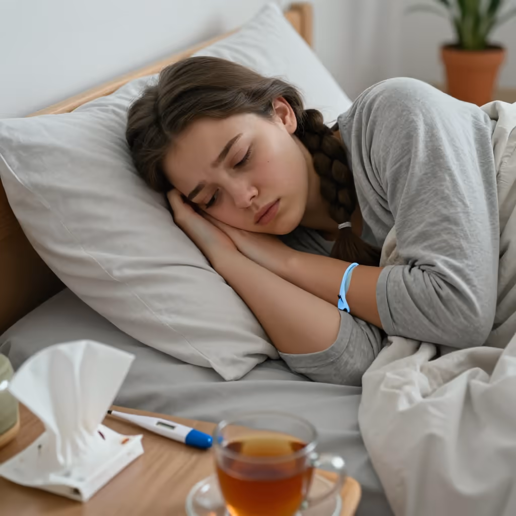 Visual example for hüten: das Bett hüten