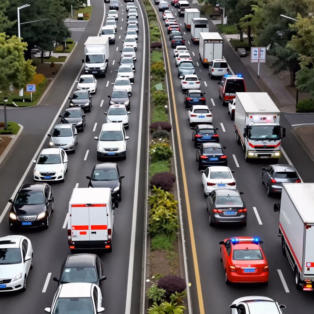 Visual example for Rettungsgasse: die Rettungsgasse